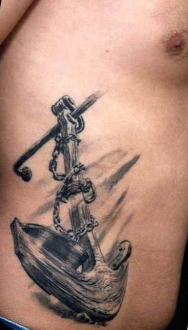 Ship & anchor tattoo