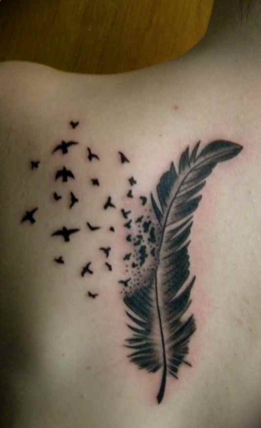 Bird feather tattoo