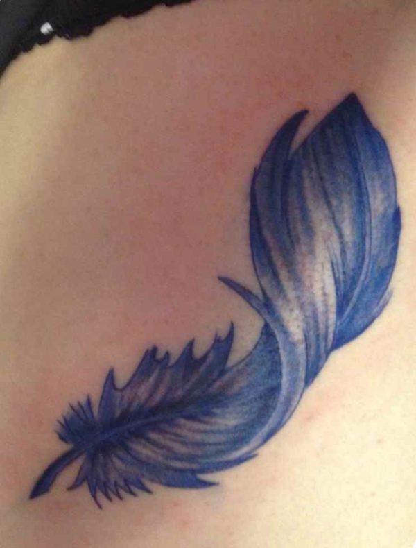 Curved feather tattoo