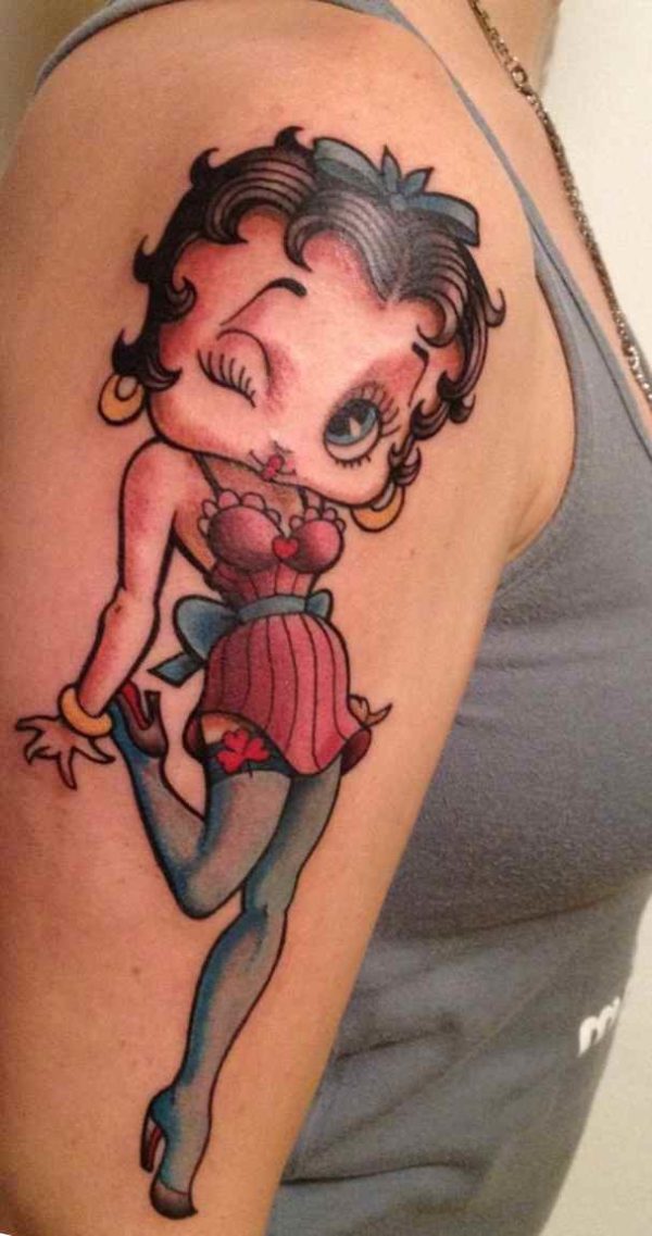 Betty Boop color shoulder tattoo