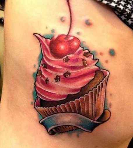 Cherry cupcake subtle tattoo