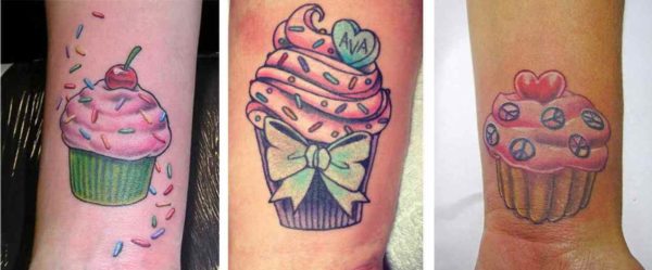Cupcake wrist tattoo