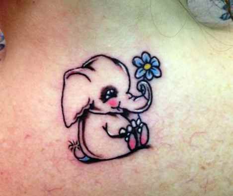 Cute little baby elephant-tattoo