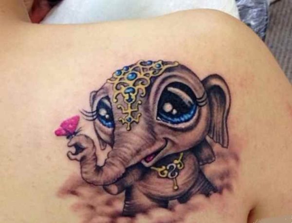 Cute baby elephant tattoo