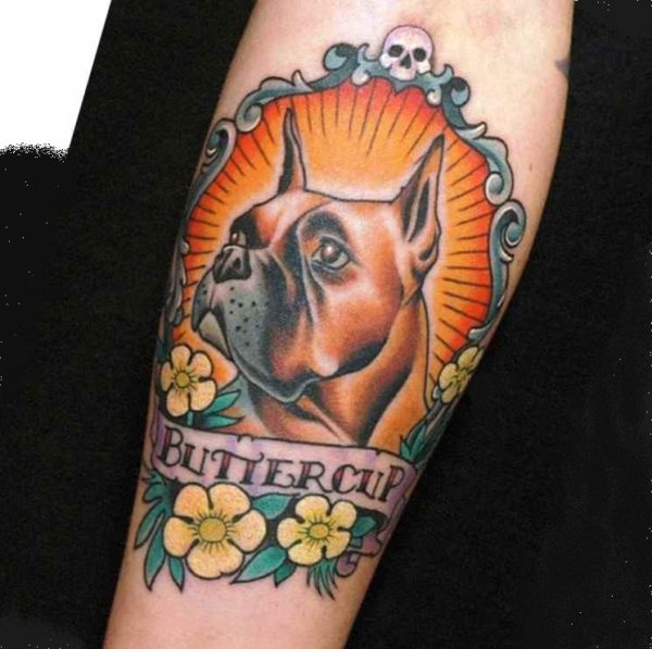 Angry small dog tattoo