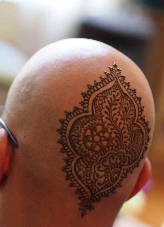 Men's Henna Tattoo on the Back of the Head