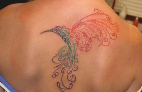 Hummingbird stencil tattoo