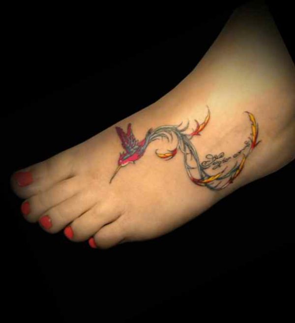 Hummingbird tattoo on ankle