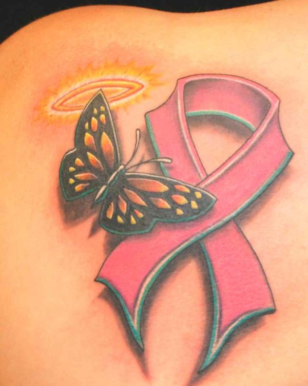 Breast cancer ribbon temporary tattoo