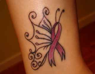 Butterfly ribbon tattoo design