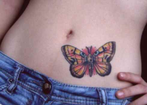 Butterfly tattoo design stomach