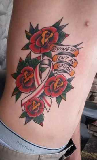 Cancer ribbon tattoo cover up