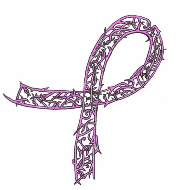 Cancer ribbon tattoo stencil