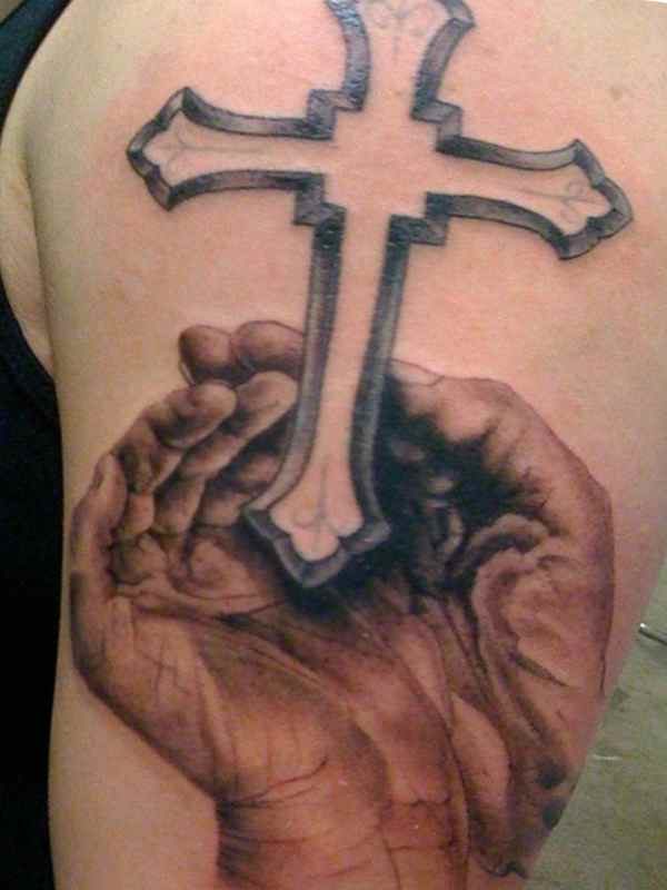 Hands cross tattoo design idea