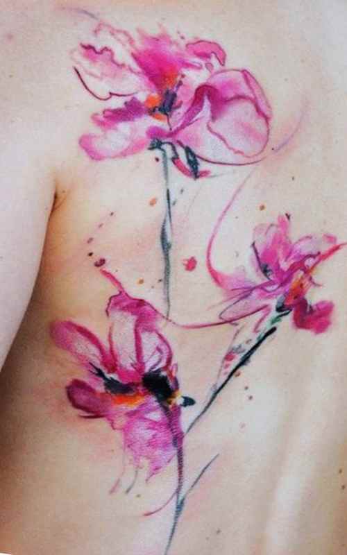 Pink flower tattoo designs