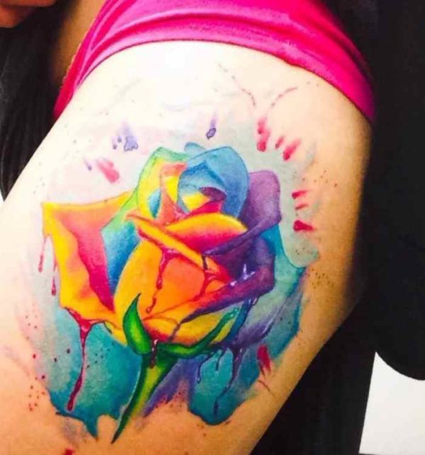 Rainbow flower tattoo designs