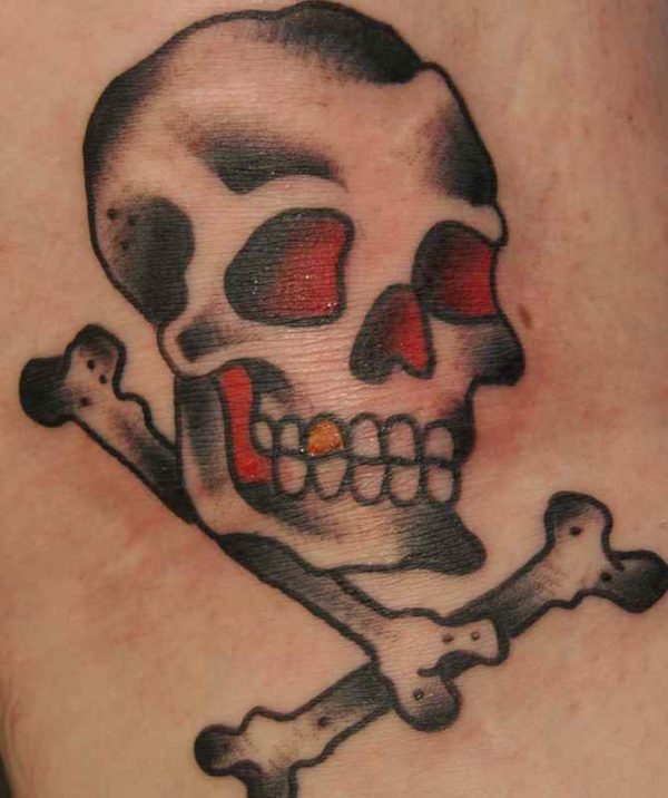 Skull bones tattoo