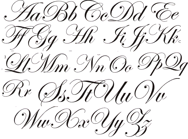 Tattoo lettering alphabet script