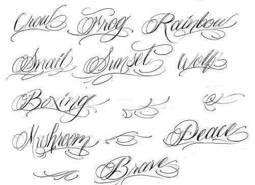 Tattoo lettering Cursive styles