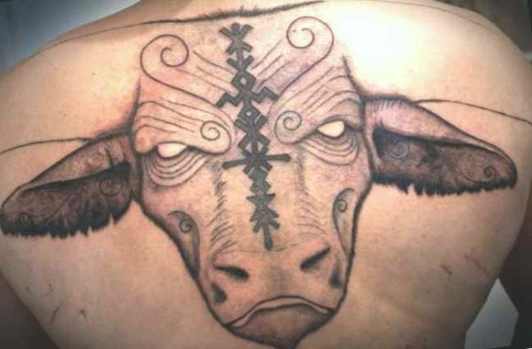 Bull tattoo back