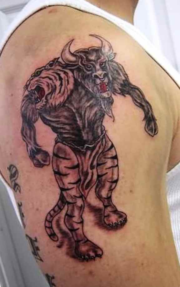 Bull Tattoo on Shoulder