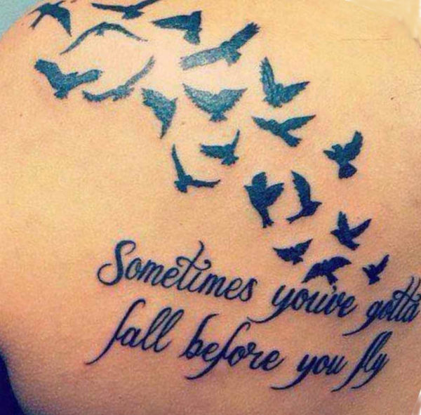 Tattoo with a quote and birds