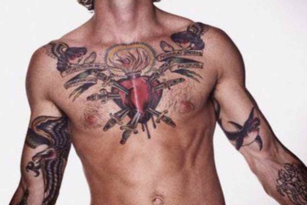 The idea for a male breast tattoo