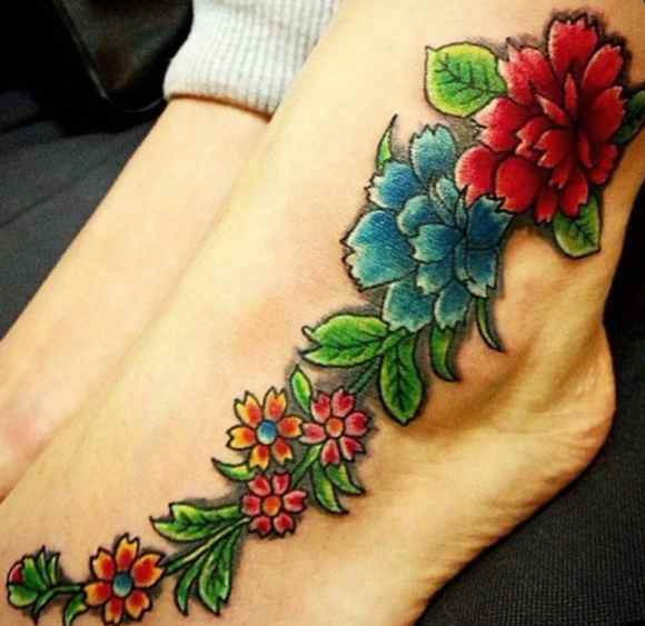 Flower tattoo for the foot