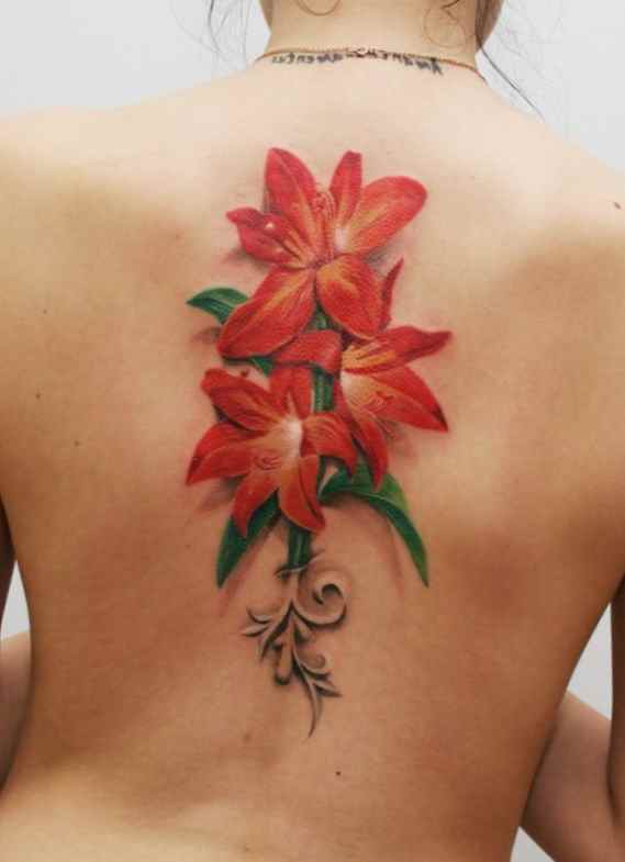 Flower tattoo on back