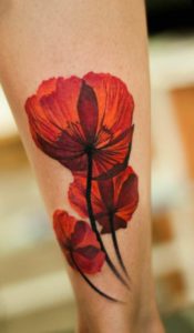 Flower tattoo on leg