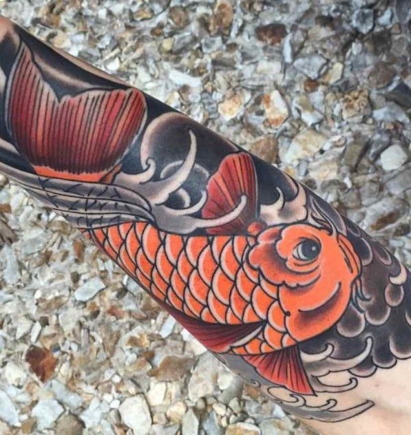 Koi fish dragon head tattoo