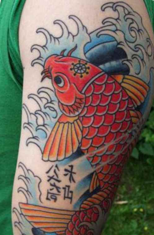 Koi fish tattoo half sleeve forearm