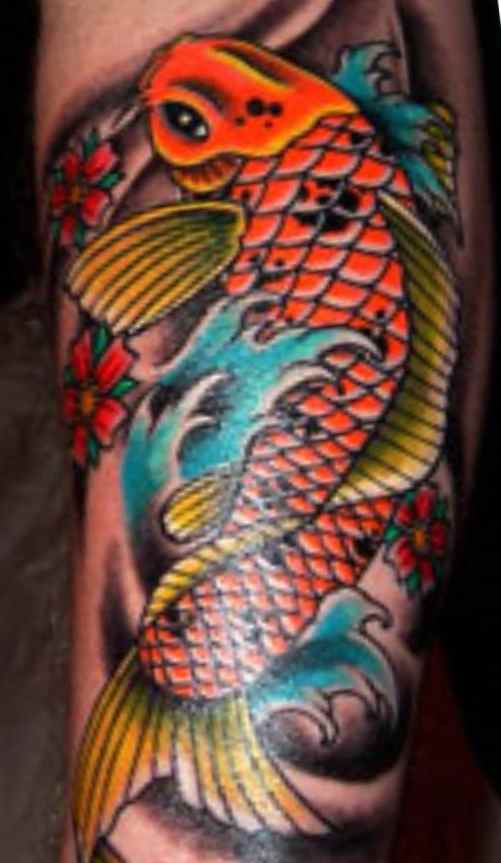 Koi fish tattoo leg