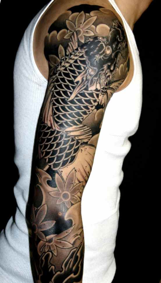 Sleeve tattoo black and grey design