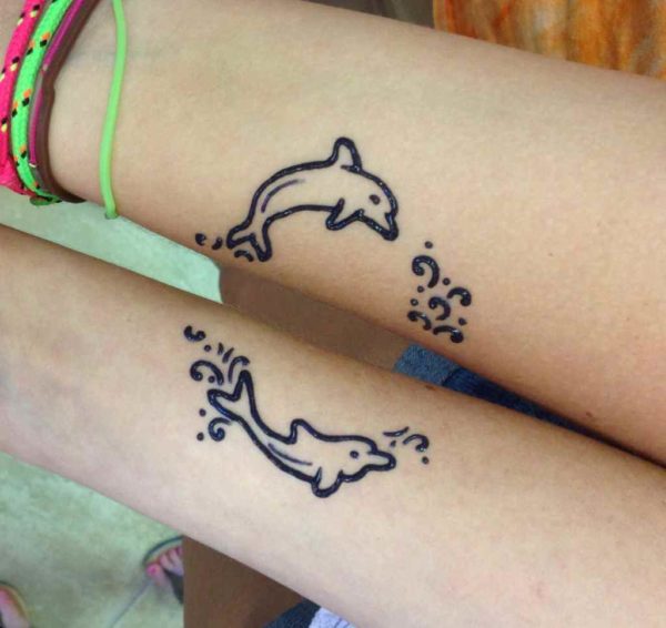 Dolphin henna tattoo designs