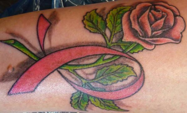 Breast cancer tattoos with flowers