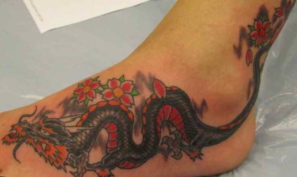 Dragon ankle tattoo