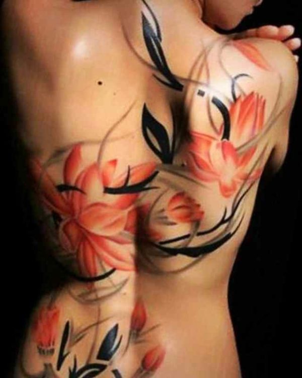 Lotus flower girls back tattoo
