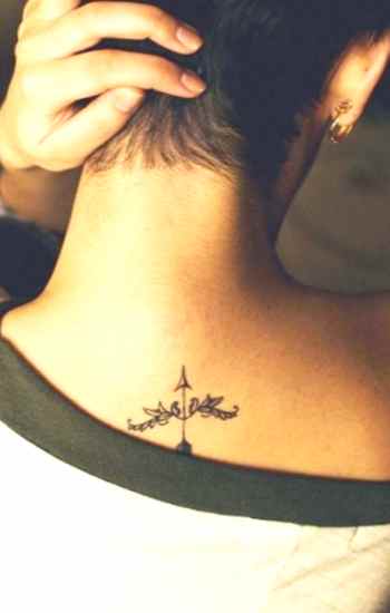 Nature arrow back tattoo for girls