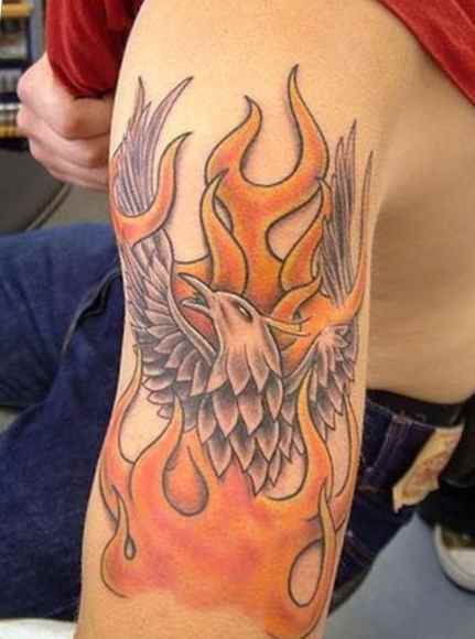 Patterned flame tattoo design idea