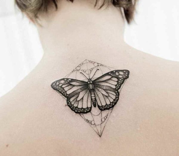 Butterfly tattoo design with tribal