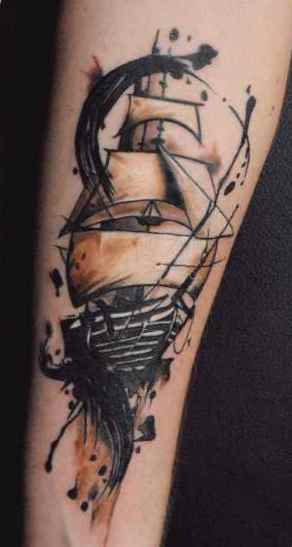 Traditional ship wheel tattoo