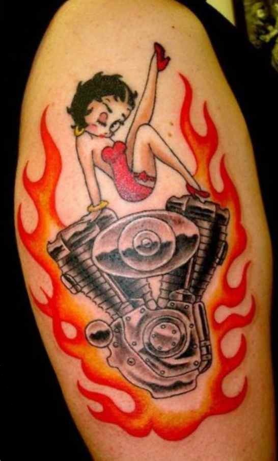 Betty Boop motor tattoo
