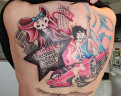 Betty Boop on the hood tattoo