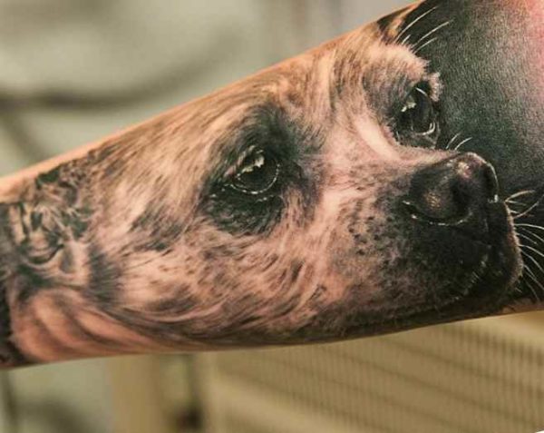 Adorable sad dog tattoo