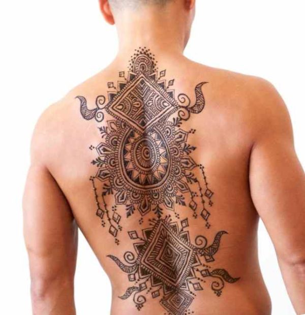 Lower back henna tattoo for man