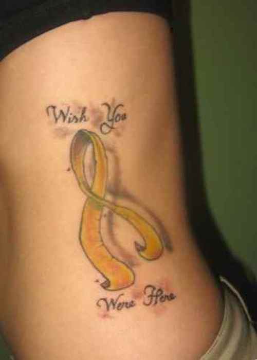 Yellow ribbon tattoos designs