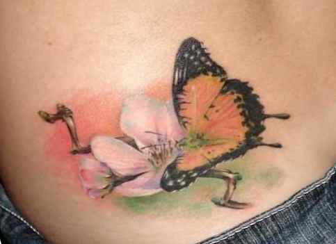 Butterfly tattoos on the lower back