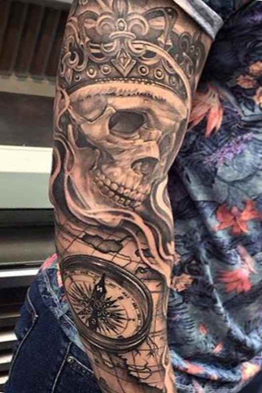 Badass skull sleeve tattoo