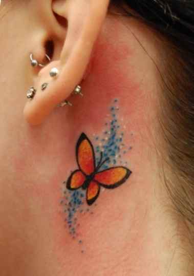 Butterfly tattoo design behind the ear